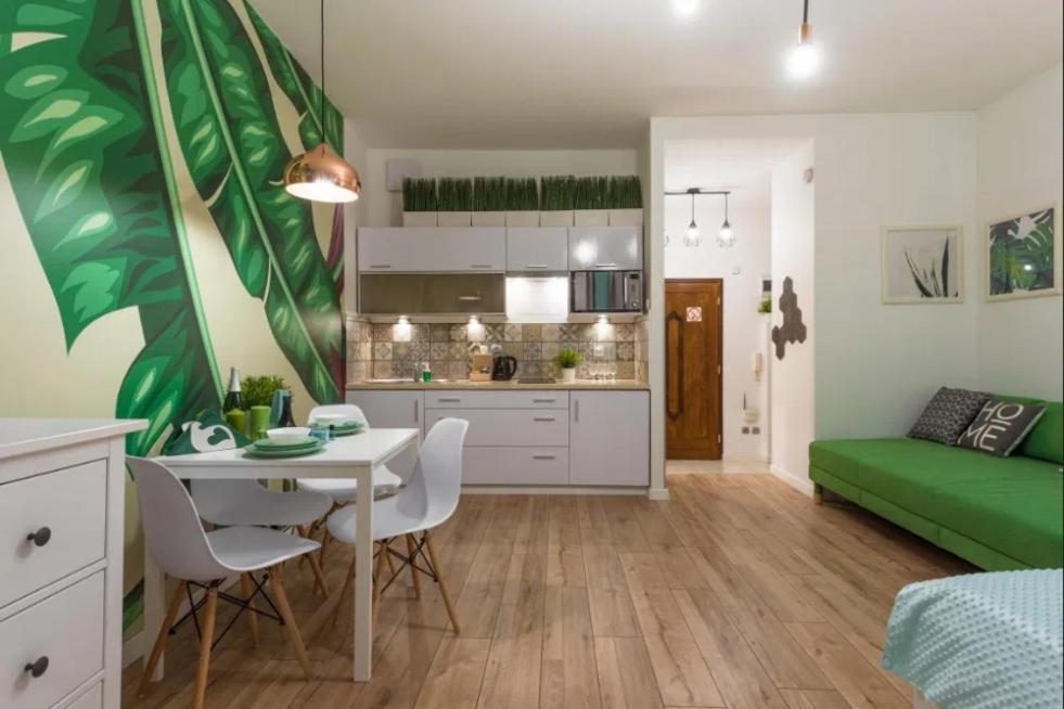 Cozy Modern Studio Green Apartment In Old Town Kraków Exteriör bild